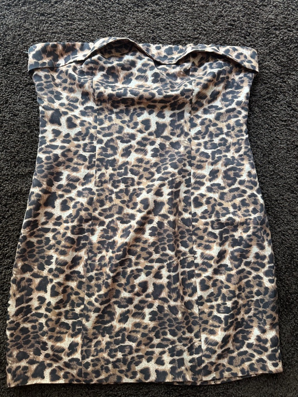 superdown Leopard Print Strapless Mini Dress — Tan and Black